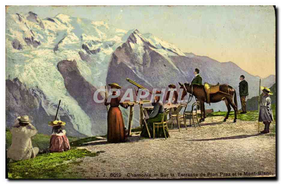 CPA Chamonix Sur la terrasse du Plan Praz et le Mont Blanc 
