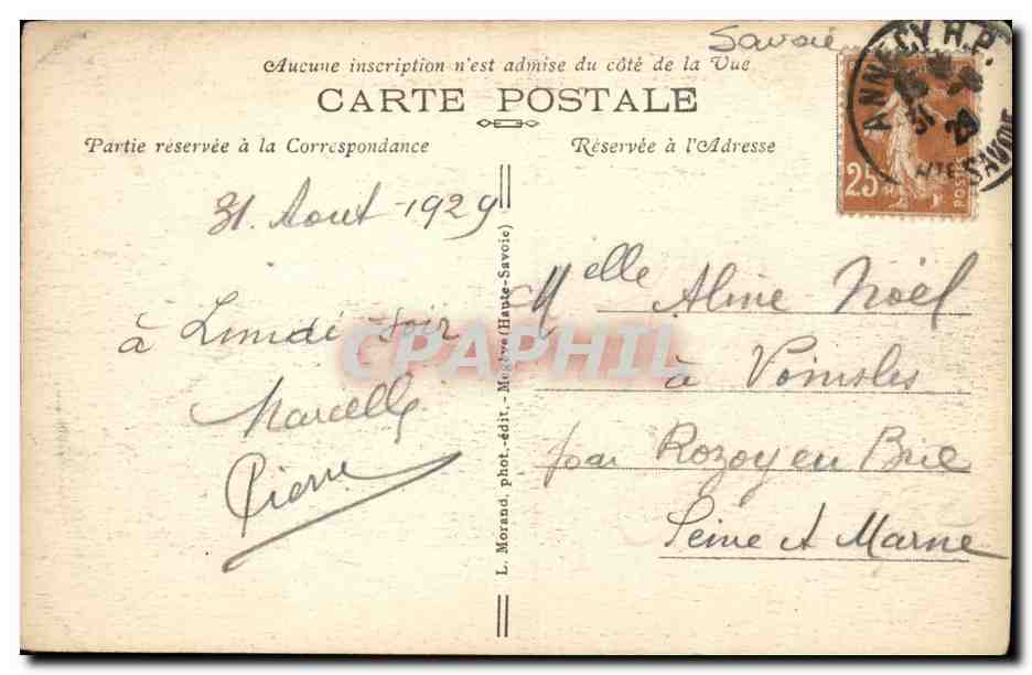 CPA Savoie Flumet Pont de Bellecombe — Rückseite