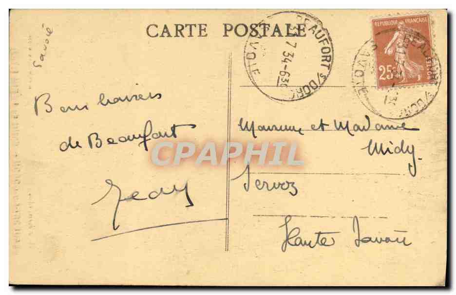 CPA Beaufort sur Doron Chalre de l Eglise — Rückseite