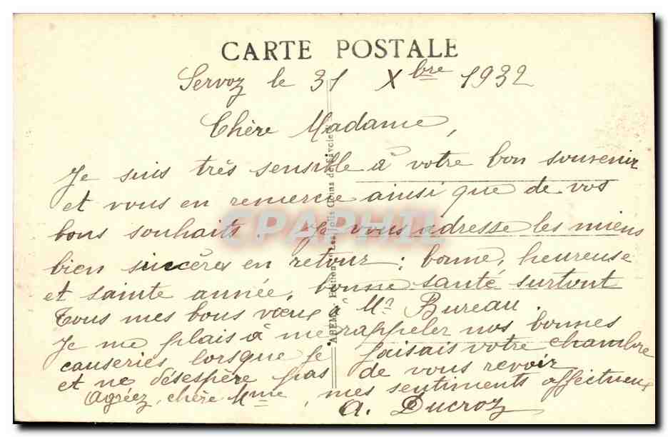 CPA Les Jolis coins de Savoie Servoz La chapelle du lac  — Rückseite