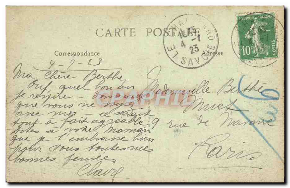 CPA Les Bauges Bellecombe — Rückseite
