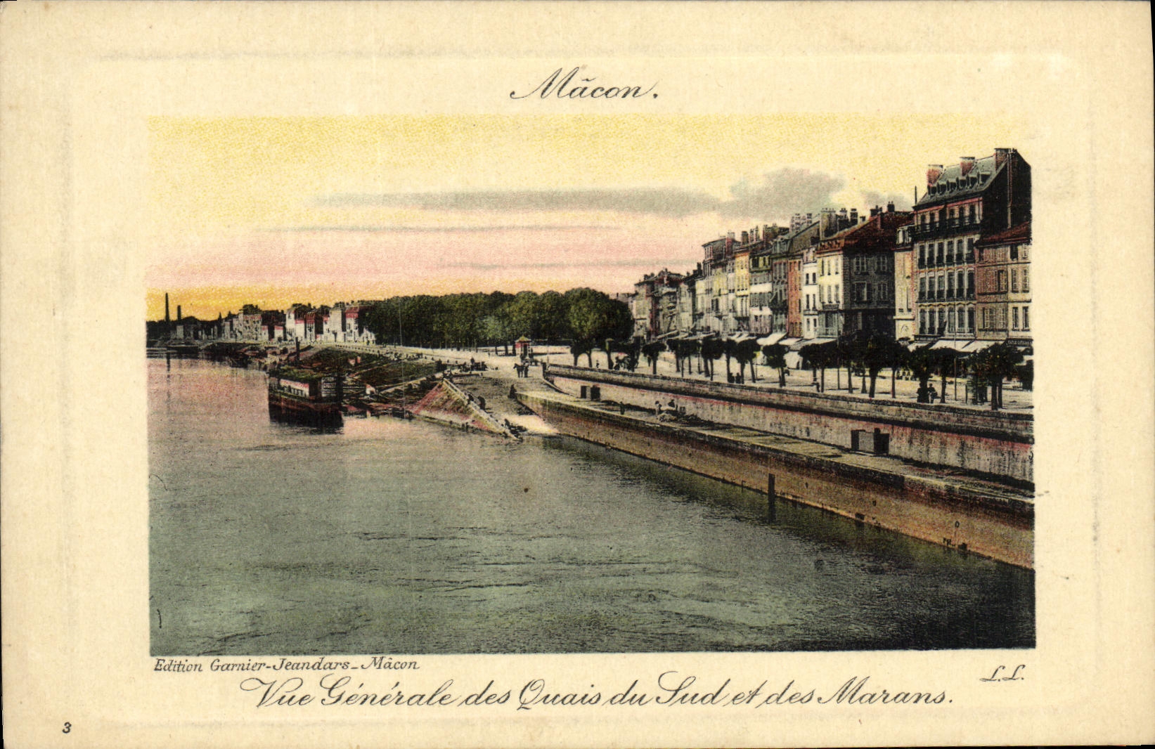 Vue Générale des Quais du Sud et des Marans — Mâcon — Édition Garnier-Jeandars-Mâcon