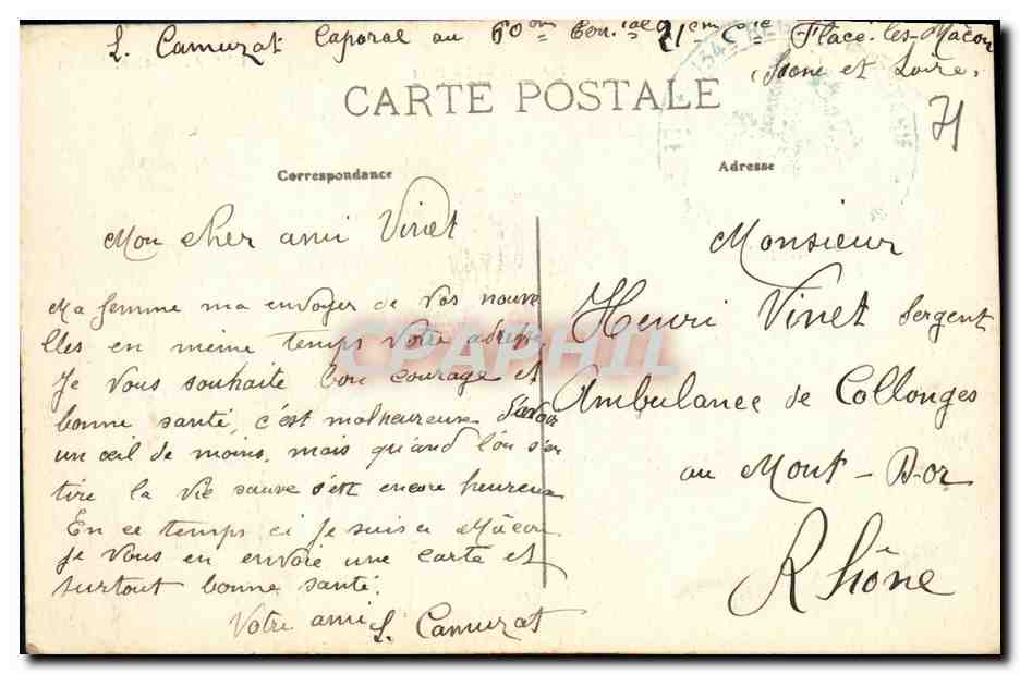 CPA Macon Le Pont — Rückseite