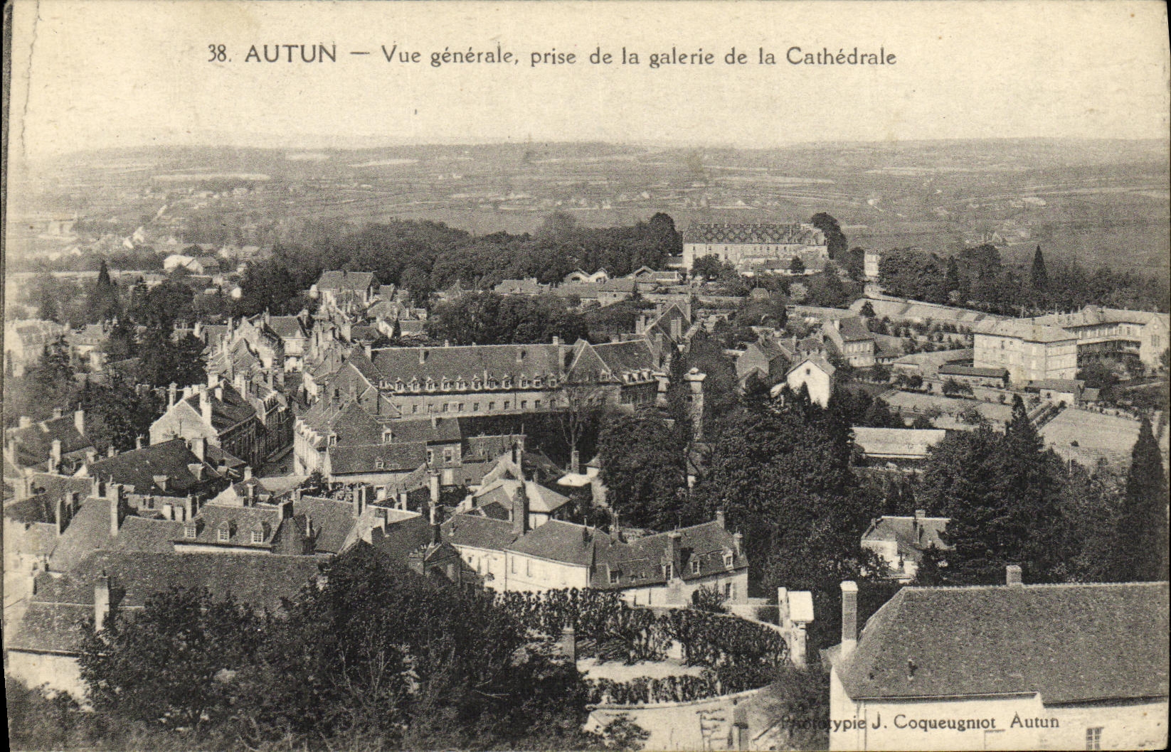 CPA Autun Vue generale prise de la galerie de la Cathedrale 