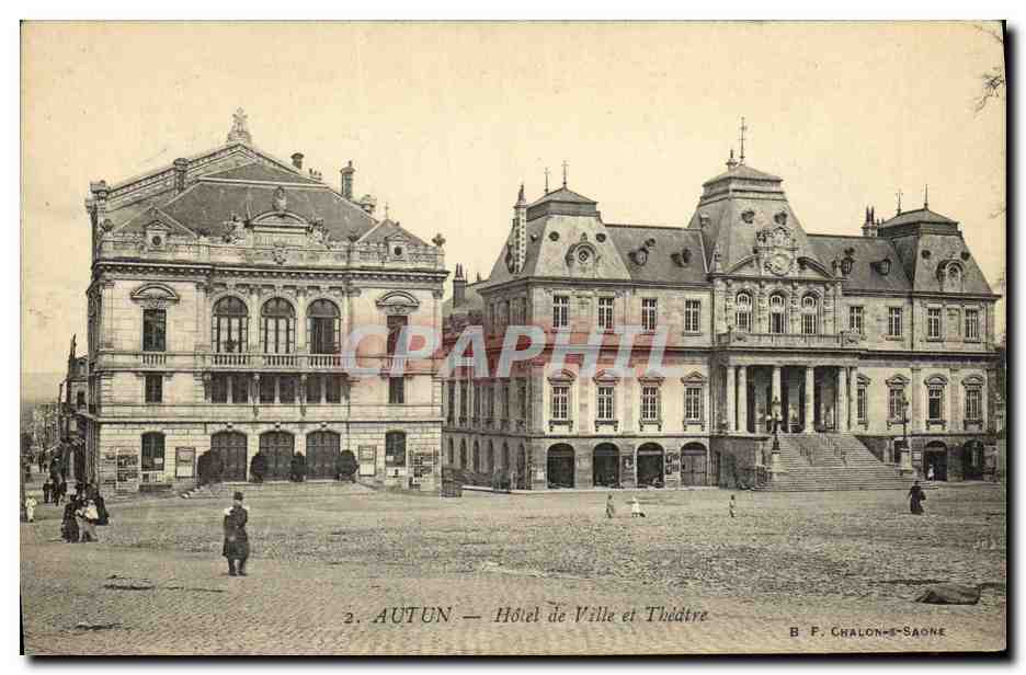 Autun — Hôtel de Ville et Théâtre — B. F. Chalon-sur-Saône