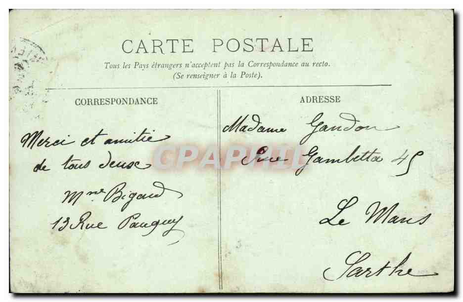 CPA Amiens La Prefecture — Back