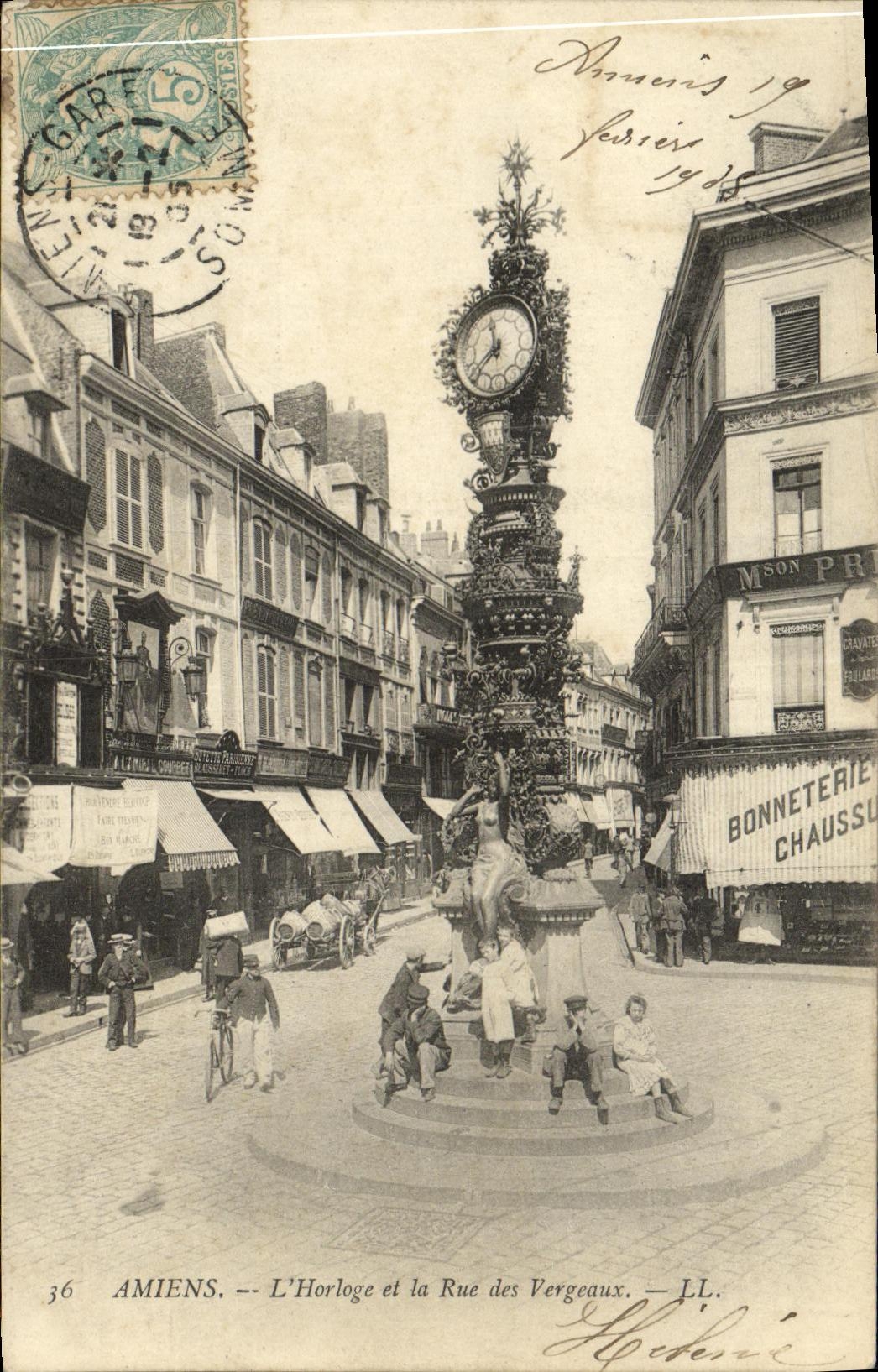 Amiens — Die Uhr und die Rue des Vergeaux — LL.