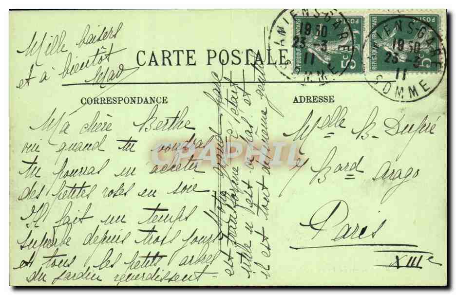 CPA Amiens Le Vieux Port — Rückseite