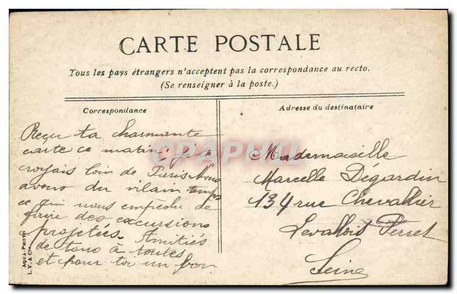 CPA Mers les Bains La vierge de la falaise — Rückseite