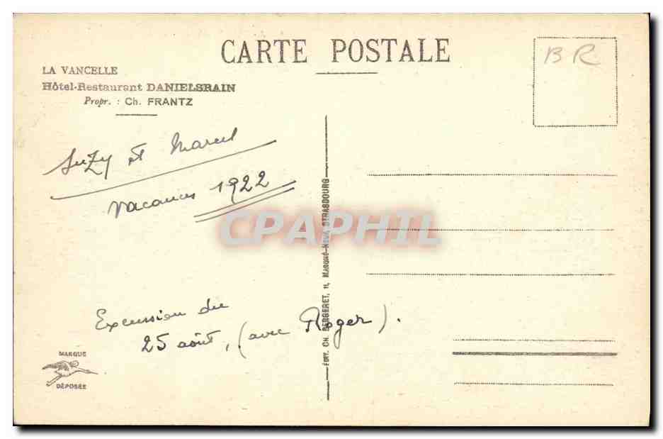 La Vancelle - Vue prise de l'Hôtel Danielsrain — Rückseite