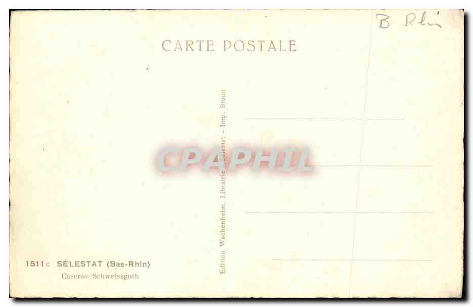 CPA Selestat Caserne Schweissguth Militaria — Rückseite