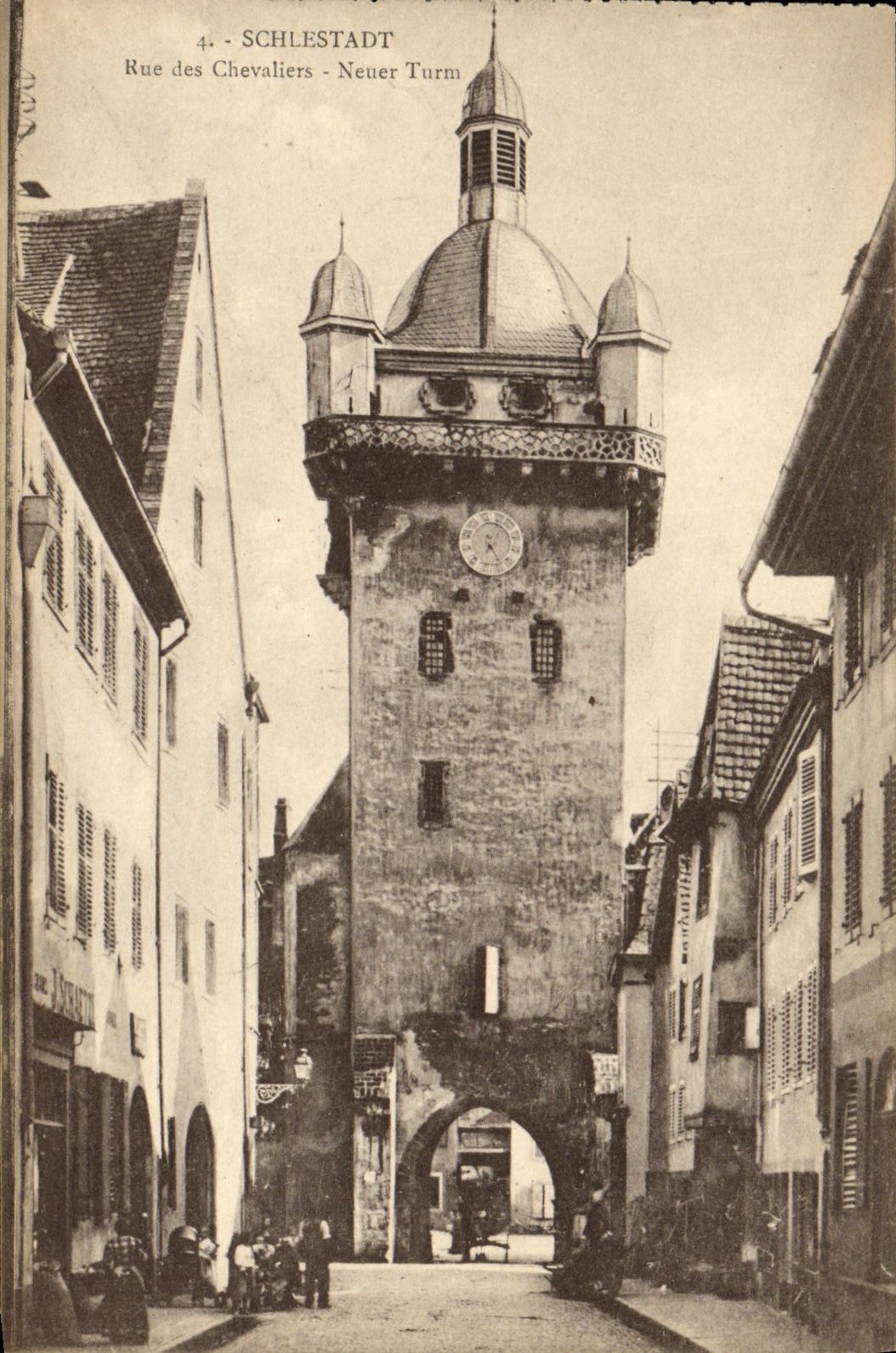 CPA Schlestadt Rue des Chevalies Neuer Turm