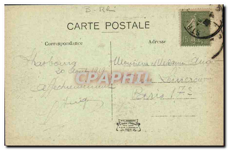 CPA Strasbourg pres des Ponts Couverts — Rückseite