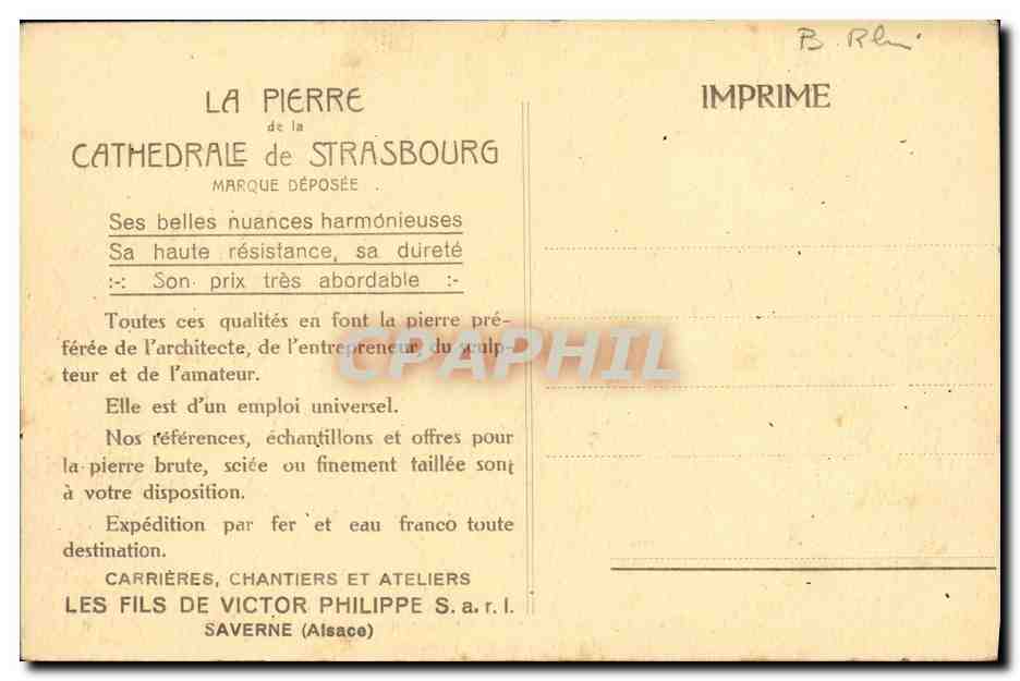 CPA Strasbourg La Bibliotheque de l Universite Execution en gres blanc — Rückseite