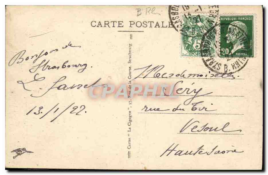 CPA Strasbourg Rue du Bain aux Plantes — Rückseite