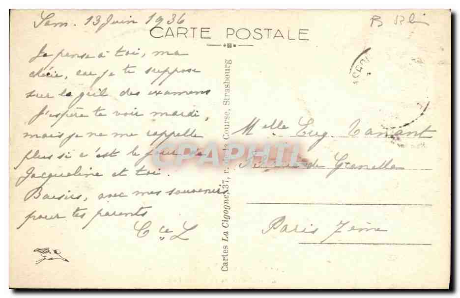 CPA Strasbourg Porte de l Hopital La Rue d Or et la Cathedrale — Rückseite
