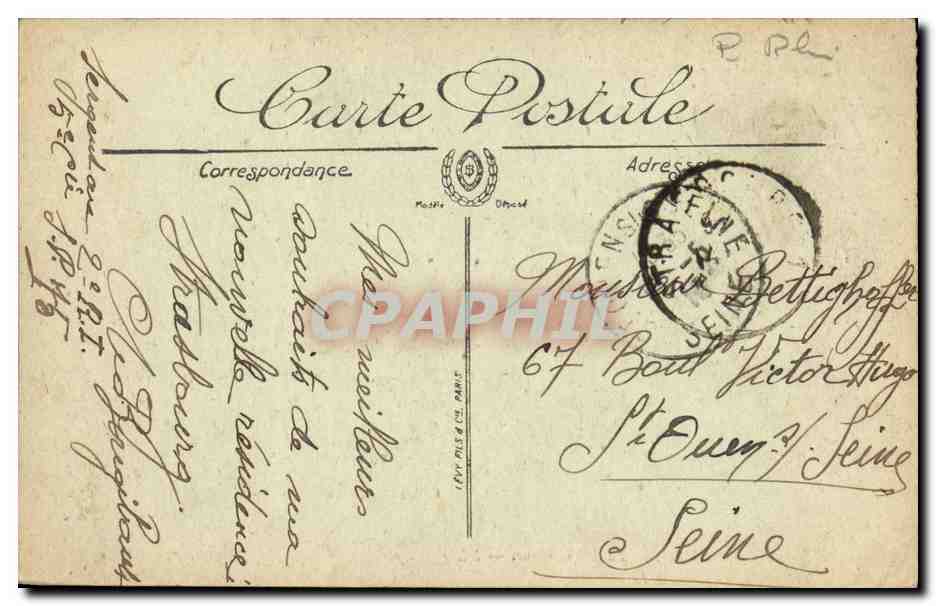 CPA Strasbourg La Bibliotheque — Verso