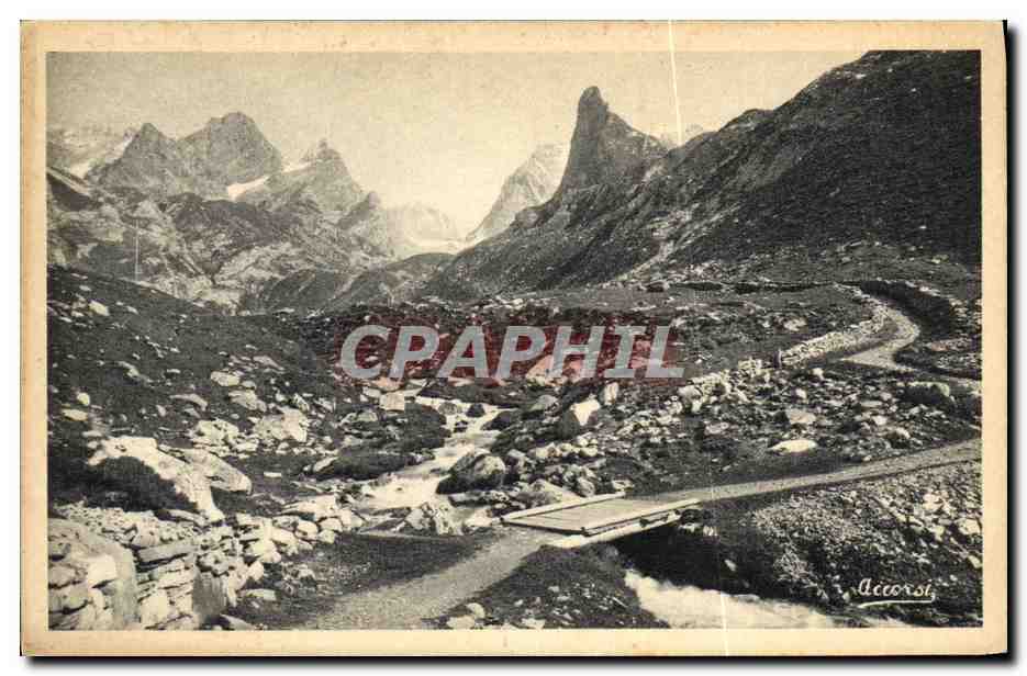 CPA Pralognan Aiguilles de la Gliere Vanoise et le Pont de la Gliere