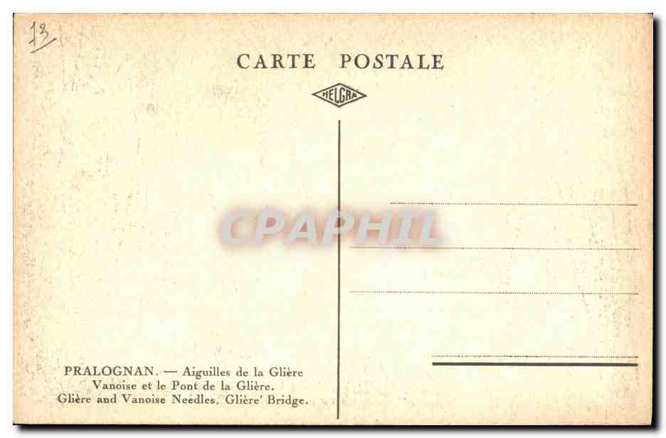CPA Pralognan Aiguilles de la Gliere Vanoise et le Pont de la Gliere — Rückseite