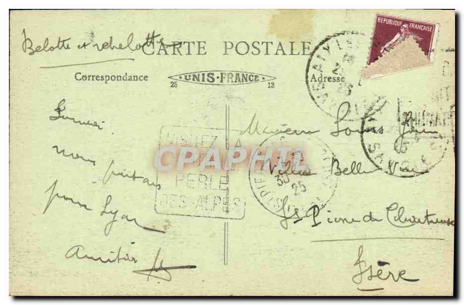 Aix-les-Bains — Vue Générale et le Lac du Bourget — éditeur A. Fallet, n°32 — Verso