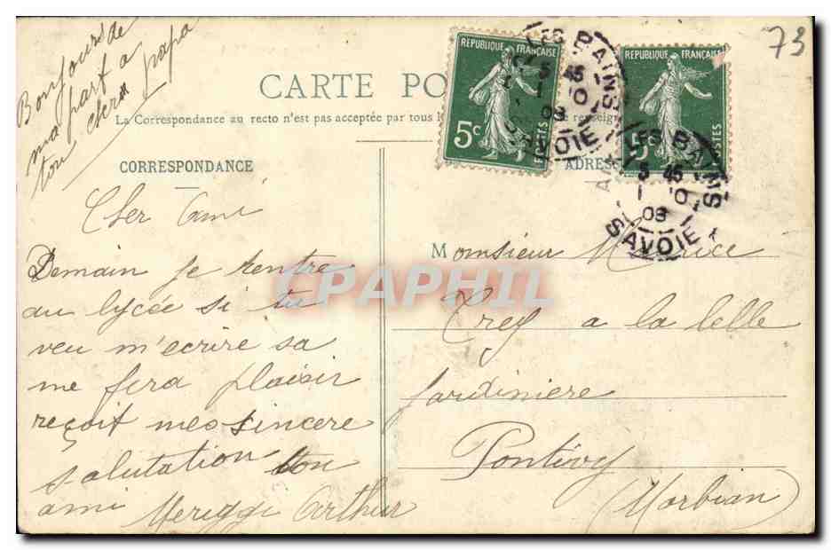 CPA Environs d Aix Les Bains Cascade du Sierroz — Verso