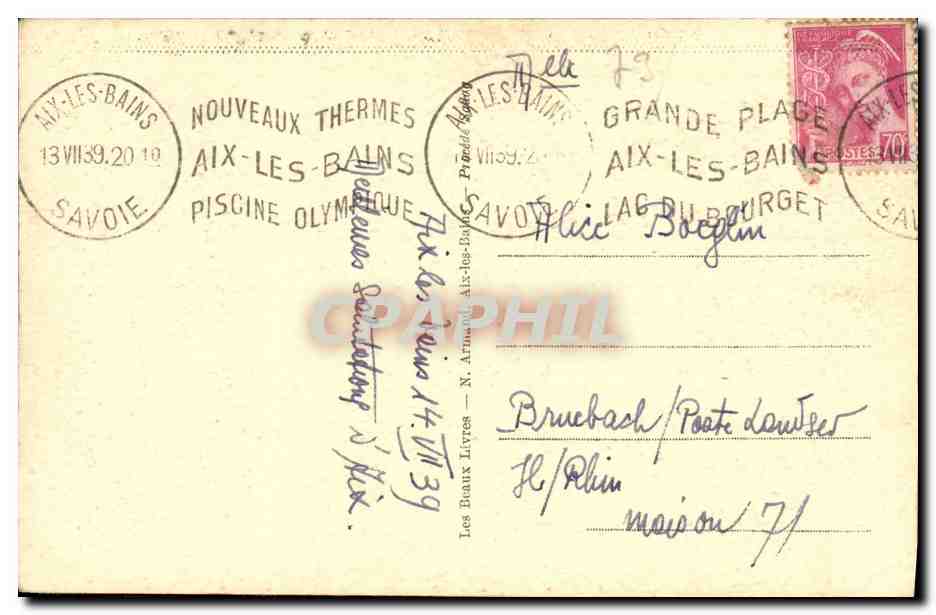 CPA Aix Les Bains Le Plage La Douche — Rückseite