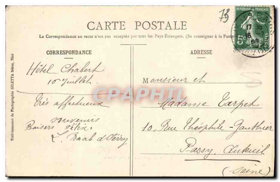 Abbaye de Hautecombe — Lac du Bourget — Édition Gilelta, Nice, n°2232 — Rückseite