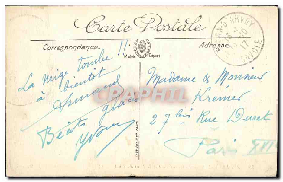 CPA Aix Les Bains Le Grand Port et le Dent du Chat Bateau — Verso