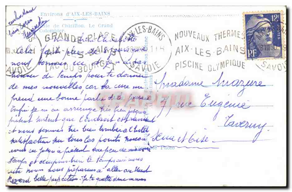 CPA Environs d Aix Les Bains Baie de Chatillon Le grand Colombier  — Rückseite