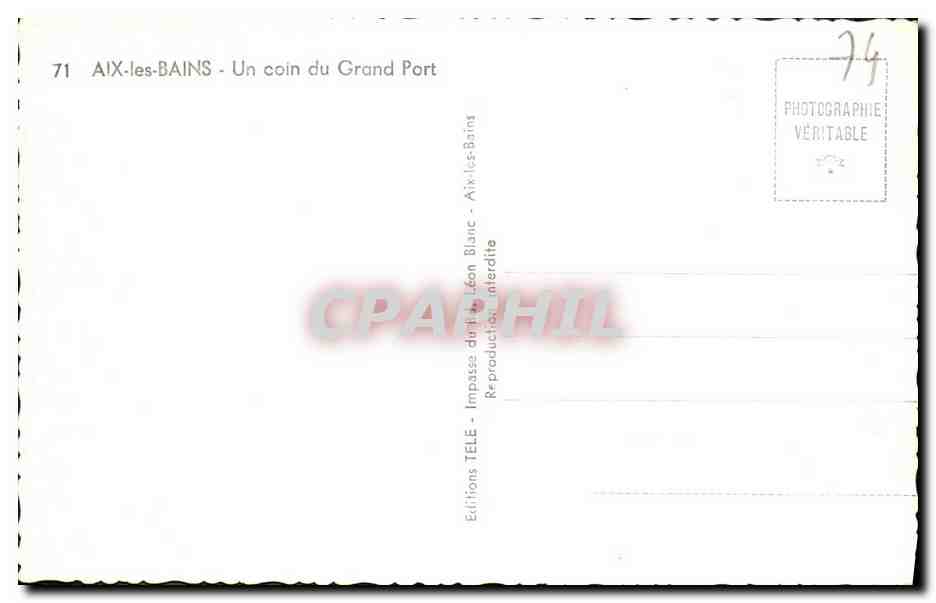 Aix-les-Bains — Un coin du Grand Port — Éditions Télé — Verso