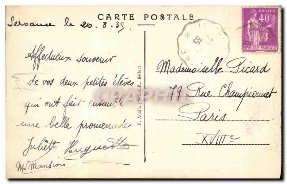 Servance (Haute-Saône) — Le Mont Cornu pris du Village. — Rückseite