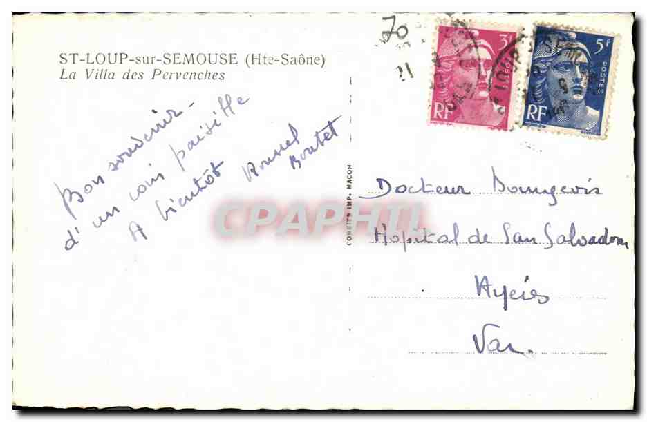 CPM St Loup Sur Semouse La Villa des Pervenches — Rückseite