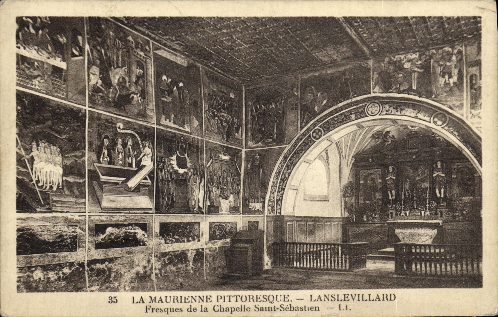 CPA La Maurienne Pittoresque Lanslevillard Fresques de la Chapelle Saint Sebastien