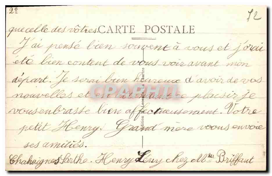 CPA La Chartre Sur le Loir Le Loir au Pont de la Madeleine — Rückseite