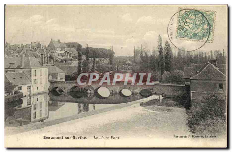CPA Beaumont Sur Sarthe Le Vieux Pont