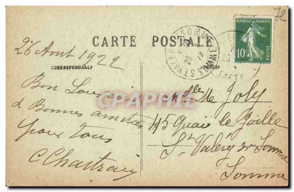 CPA La Ferte Bernard Les Bords de L Huisne Barque  — Rückseite