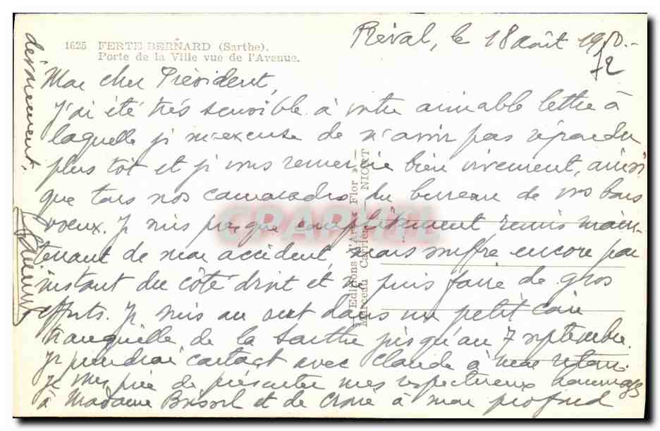 CPM La Ferte Bernard Porte de la Ville de L Avenue — Rückseite
