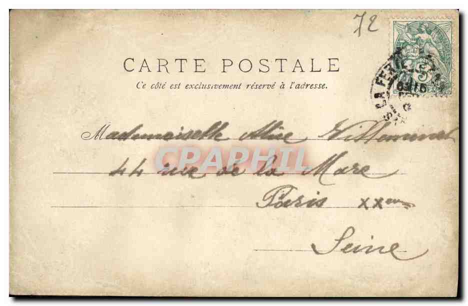 CARTE PHOTO La Ferte Bernard la barque de Gherae Vaches — Verso