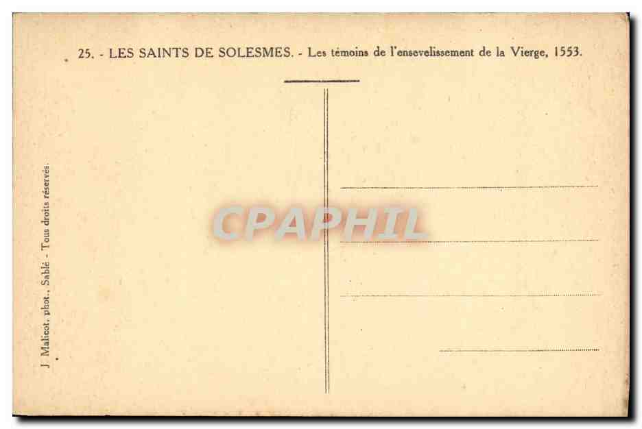 CPA Les Saints de Solesmes Les Temoins de L ensevelissement de la Vierge — Rückseite
