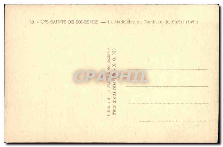 CPA Solesmes Sainte Marie La Madeleine au tombeau du Christ — Rückseite