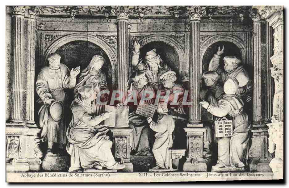 CPA Solesmes Abbaye des Benedictins Jesus au milieu des docteurs 