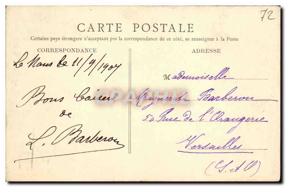 Le Mans — Le Jardin des Plantes — Éditeur non identifié, n° de série non visible — Verso