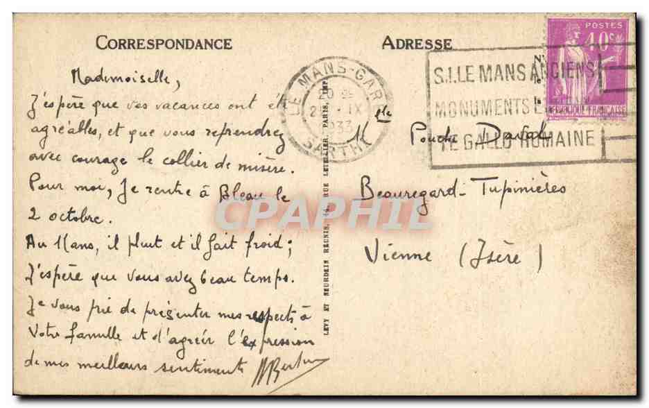 CPA Le Mans Cathedrale Portail Meridional — Rückseite