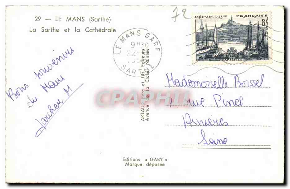 Le Mans (Sarthe) — La Sarthe et la Cathédrale — Éditions Gaby — Verso