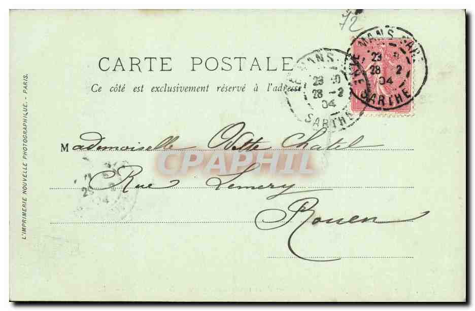 CPA Le Mans Notre Dame de la Couture et Square de la Prefecture  — Rückseite