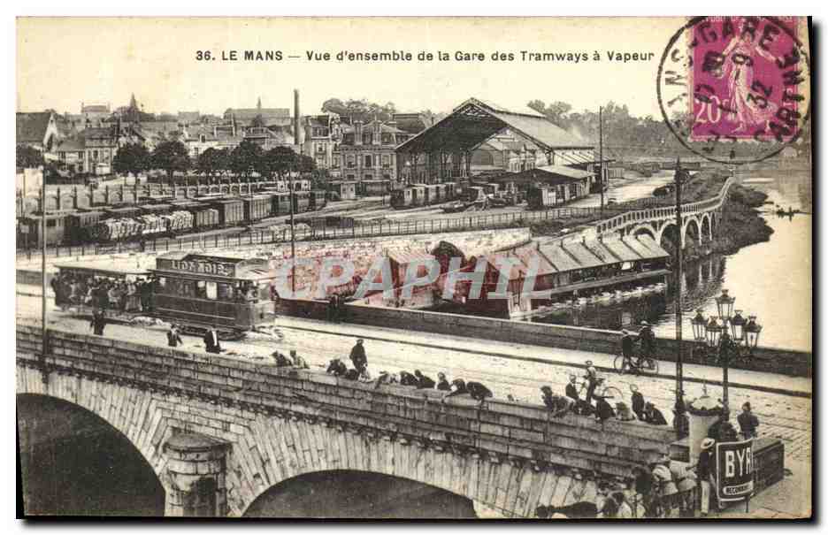 CPA Le Mans Vue D ensemble de la Gare des Tramways