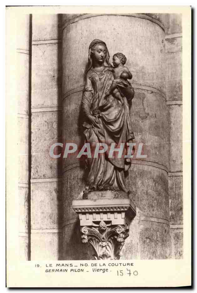 Le Mans - N-D de la Couture — statue de la Vierge à l'Enfant — Germain Pilon, n°19
