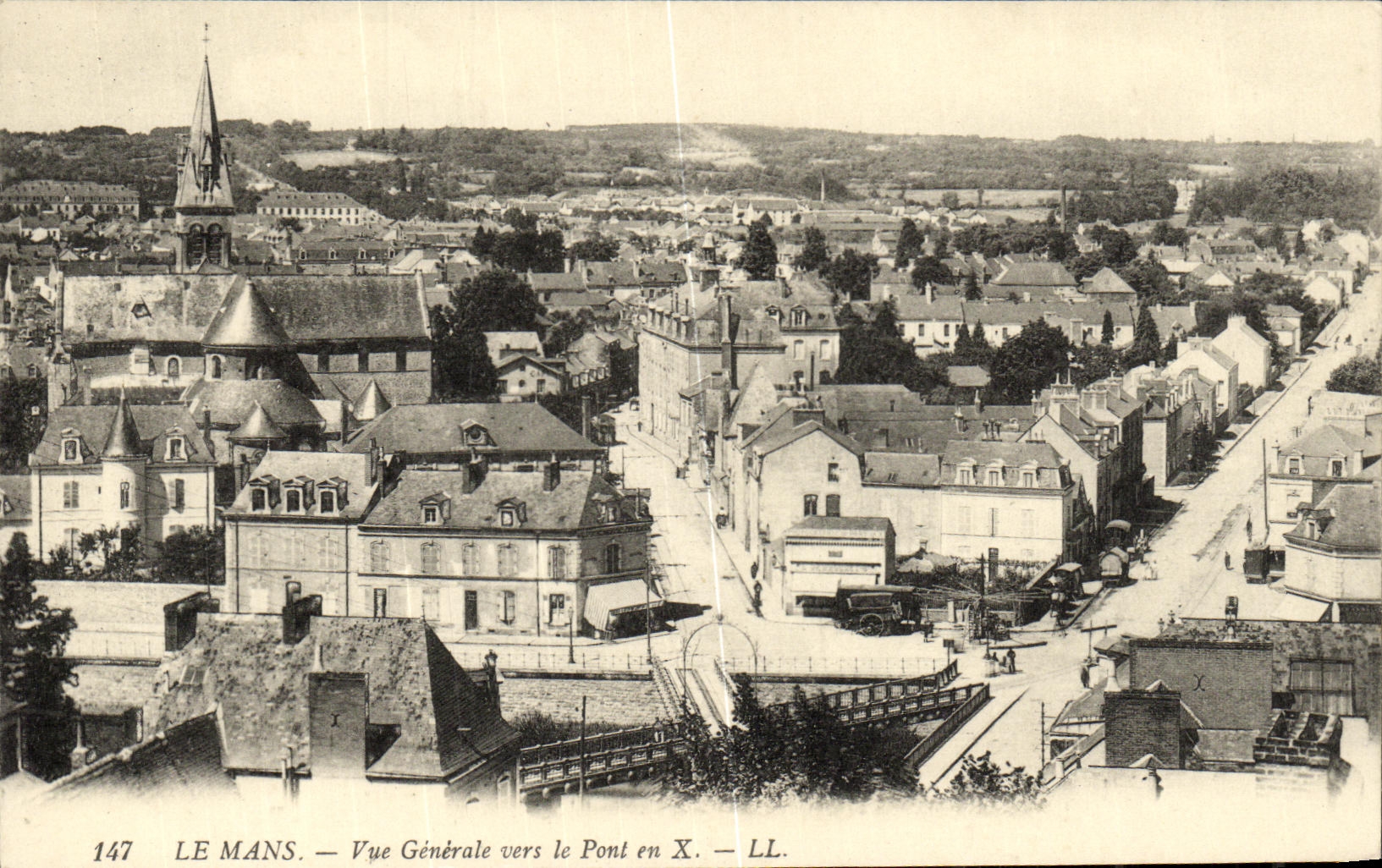 CPA Le Mans Vue Generale Vers le Pont en X 