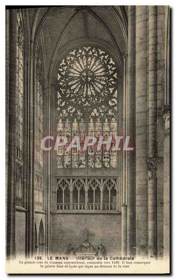 Le Mans — Intérieur de la Cathédrale — La grande rose du transept septentrional, construite vers 1440