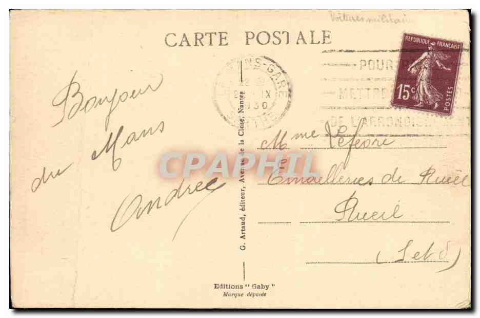 CPA Le Mans Abside de la Cathedrale Camions — Verso